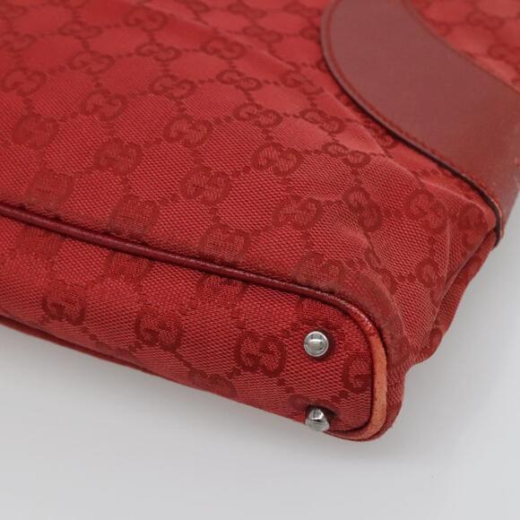 GUCCI GG Canvas Hand Bag Red Silver - Picture 9 of 16